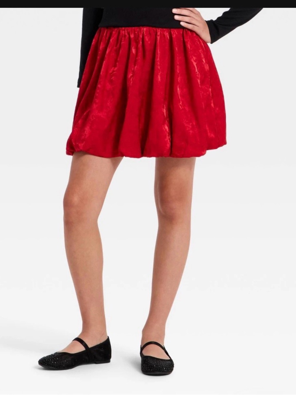 Red Bubble Mini Skirt - Girls Festive Skirt